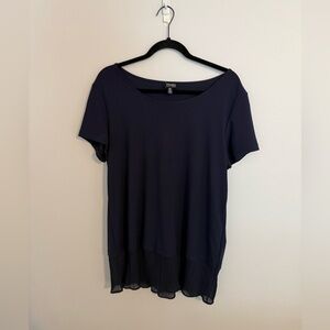 Jones New York Dark Blue Short Sleeve Top